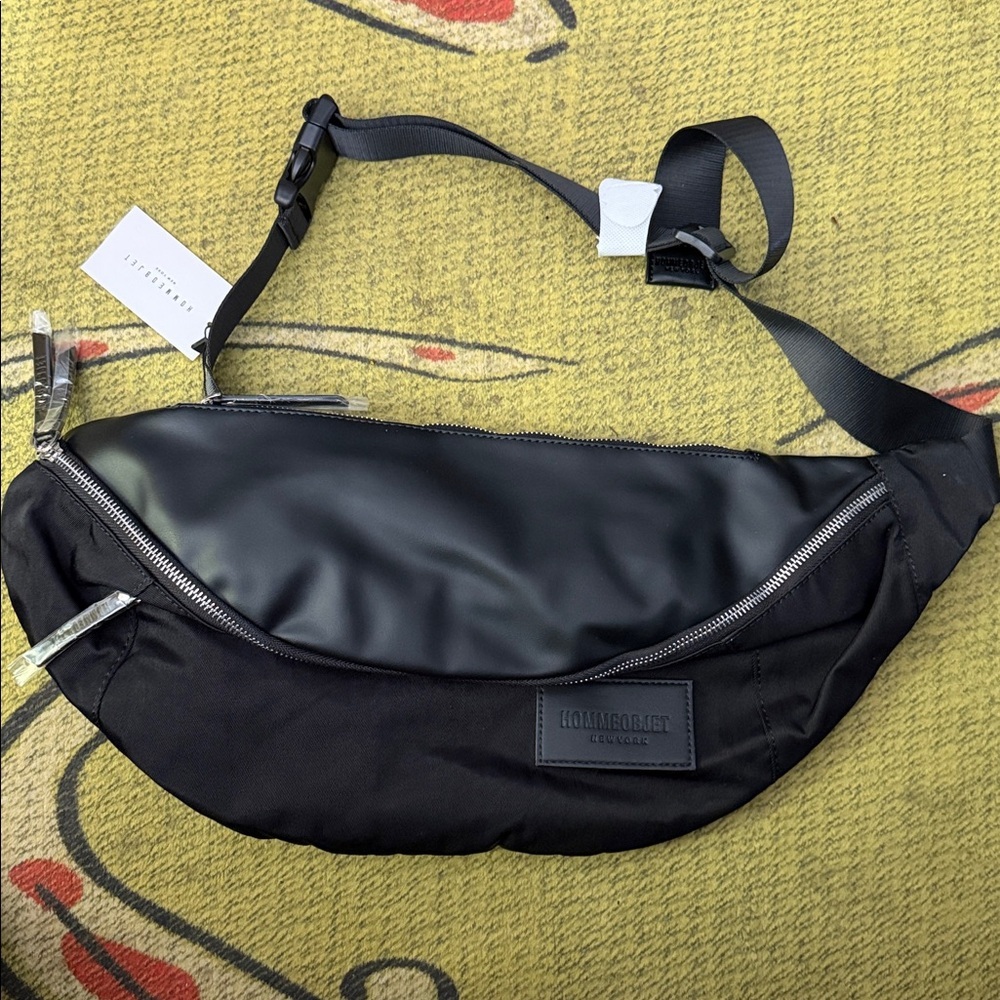 NWT homme objet Black Crossbody Bag with Silver Accents